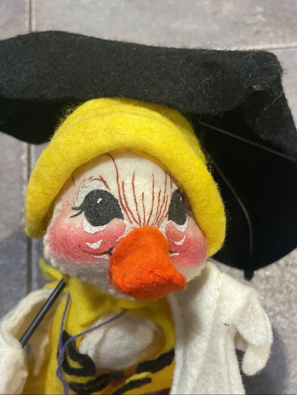 Annalee Yellow Duckling with Black Umbrella and Orange Feet